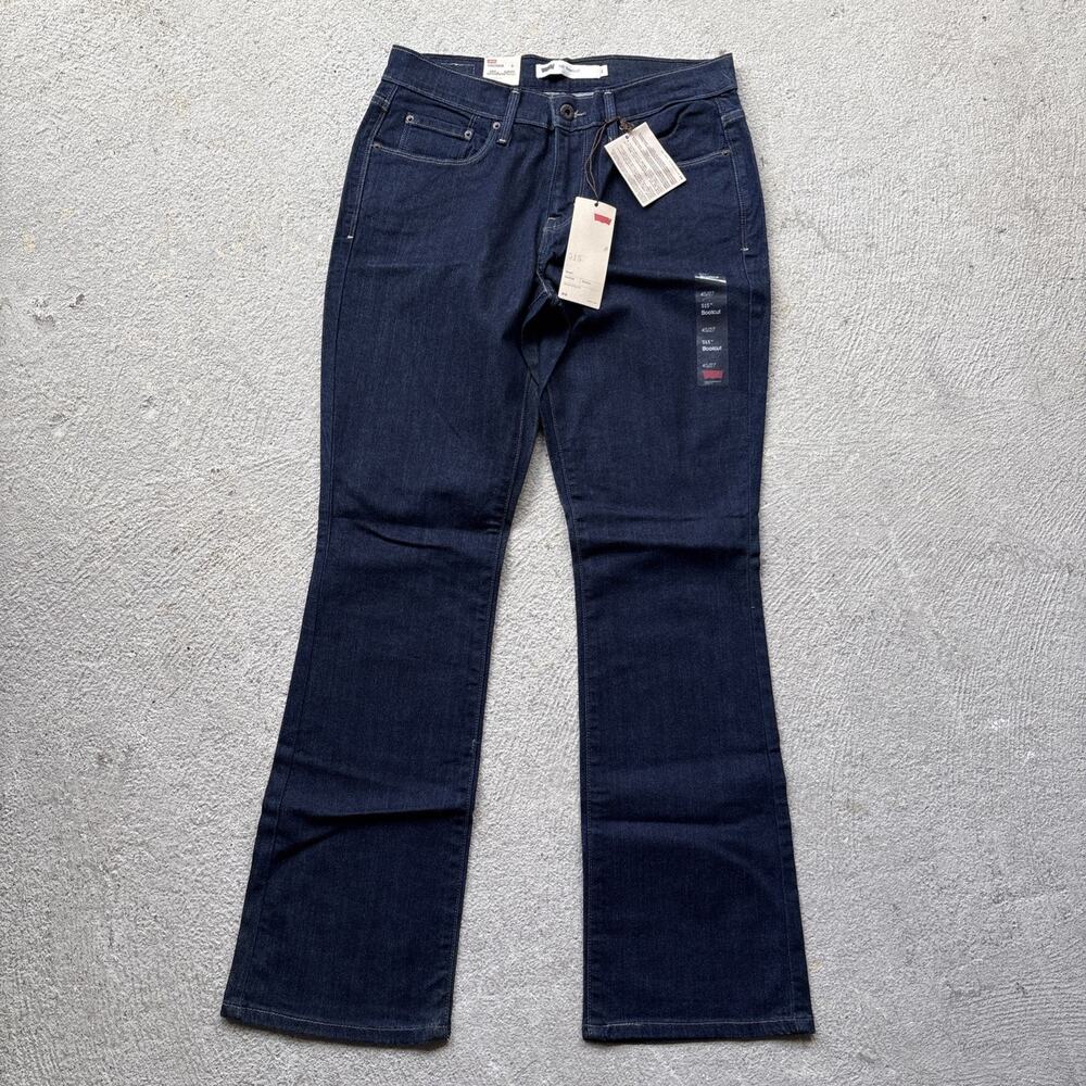 New Levi's 515 Jeans Womens 4 Short 27 Stretch Mid Rise Boot Cut Dark Wash Y2k